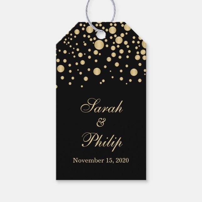 Para Presente Ouro confetti Casamento Obrigado Etiqueta de prese (Frente)