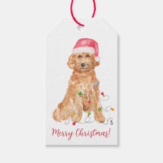 Para Presente Papais noeis de Goldendoodle com Etiqueta de Prese (Frente)
