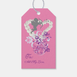 Para Presente Placas Florais Cupidas Cardíacas - Etiqueta de Pr