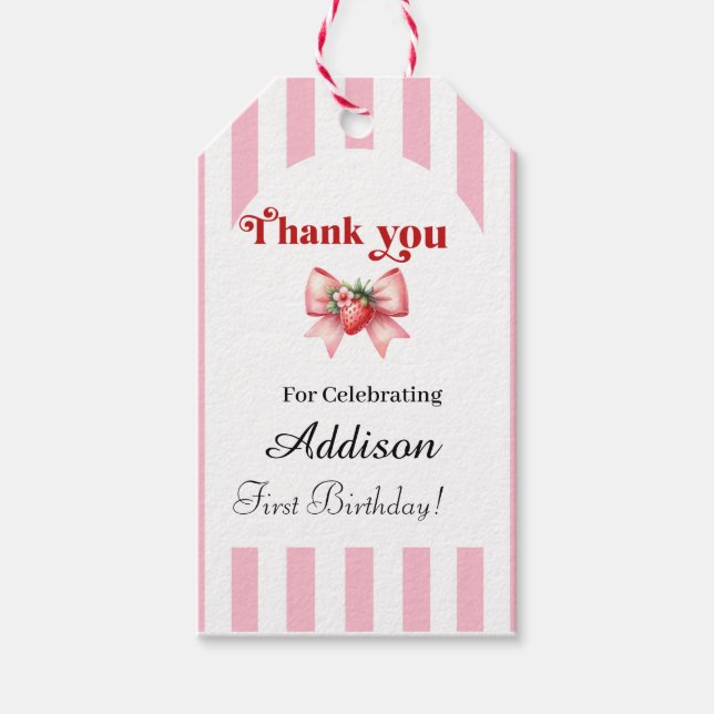 Para Presente Primeiro aniversario Berry-Sweet Obrigado Etiqueta (Frente)