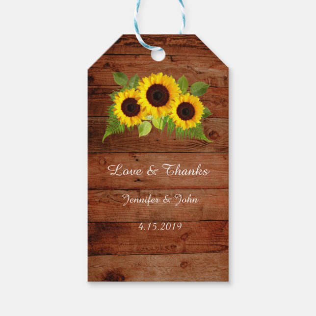 Para Presente Rustic Fern Sunflower Casamento Favorece Etiqueta  (Frente)