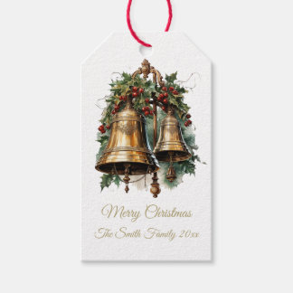 Para Presente Sinos De natais vintages E Etiqueta Holly Gift