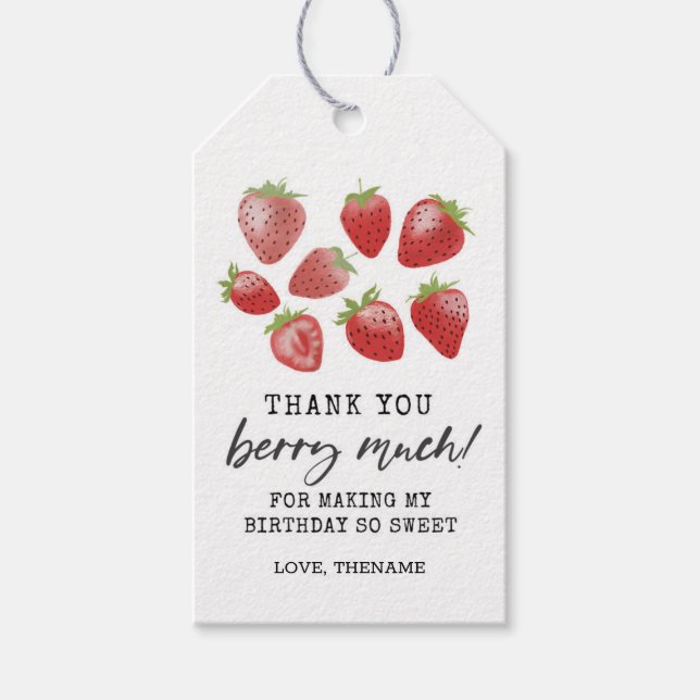 Para Presente Strawberry Birthday Obrigado Etiqueta Berry Sweet (Frente)