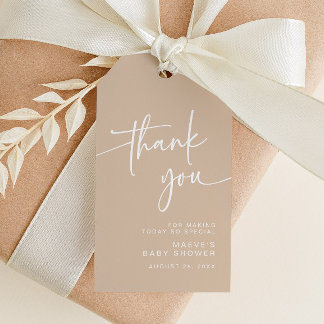 Para Presente Taupe Chá de fraldas Favor Obrigados de Etiqueta N
