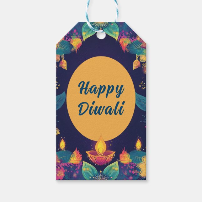 Para Presente Texto personalizado, Etiqueta Brilhante Diwali (Frente)
