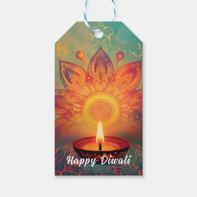 Para Presente Texto personalizado, etiqueta de brilho Diwali (Frente)