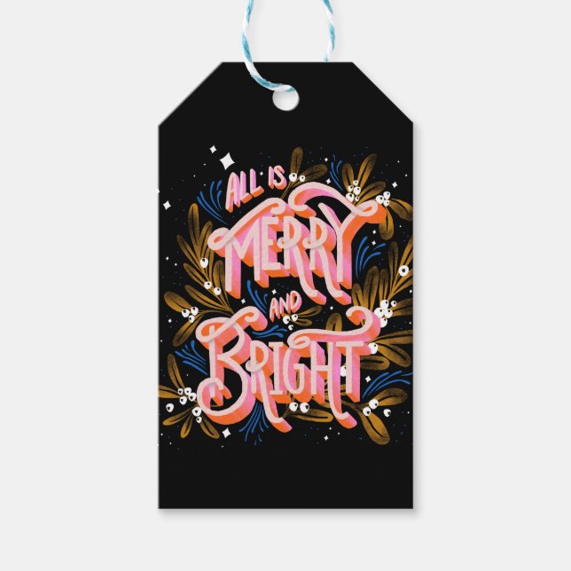 Para Presente Tudo é feliz e etiqueta de presentes brilhantes (Frente)