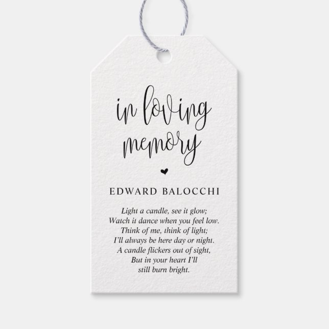 Para Presente Vela Memorial Moderna, Etiqueta de Serviço Funeral (Frente)