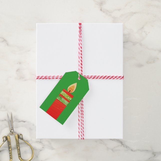 Para Presente Velas de Natal - etiqueta verde-presente vermelha (Com cordão)