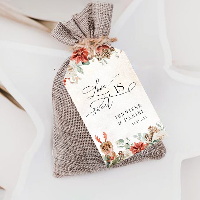 Para Presente Verdinho Vermelho Inverno Pinecone - Etiqueta de P (Criador carregado)