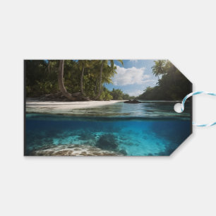 Para Presente Vista de Praia Tropical Oceano Acima etiqueta de p