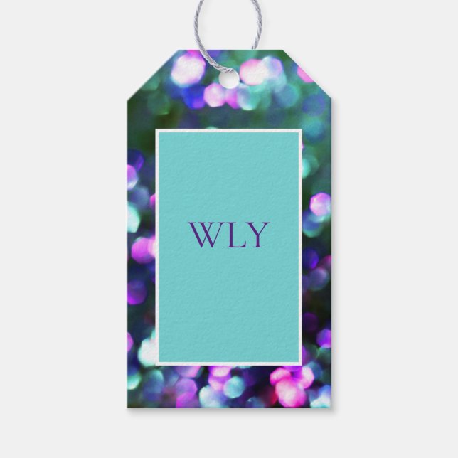 Para Presente "WLY" Etiqueta de presentes Aqua Confetti (Frente)