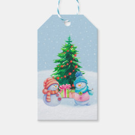 Para Presente Wonderland de inverno Snowmen - Etiqueta de presen