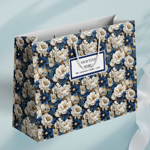 Para Presentes Grande Suntuosa Sacola de Presente Floral Branco Marfim E