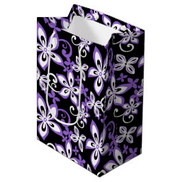 PARA PRESENTES MÉDIA SACOLA DE PRESENTE ALOHA HAWAII (PRETO/ROXO)