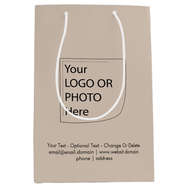 Para Presentes Média Tendência Cor - Sacola de Presente Logo Taupe Suav (Frente)