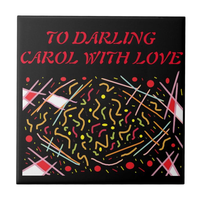 Para querido Carol com amor design preto vermelho (Frente)