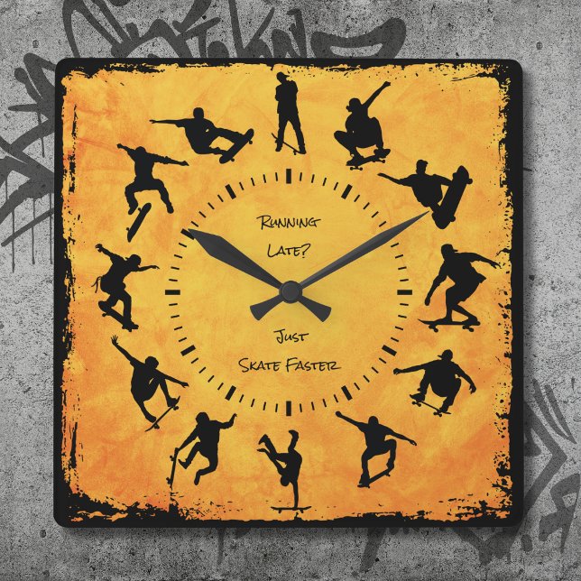 Para Sempre No Meu Relógio De Skateboard Amarelo C (Forever On My Board Skateboarding Clock Yellow)