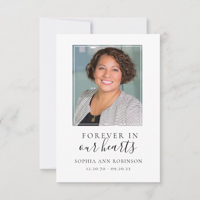 Para sempre no nosso coração Foto Memorial Prayer  (Frente)