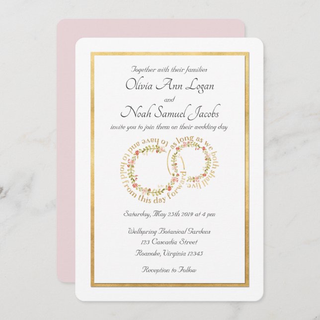 Para Ter E Realizar Convite De Casamento Floral (Frente/Verso)