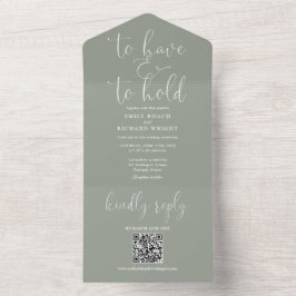 Para Ter E Segurar Código QR Casamento Verde Sage
