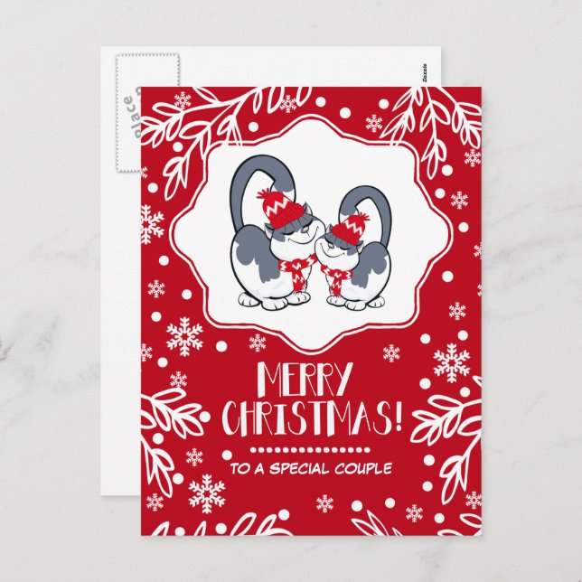 Para um Casal especial nos cartões postais de Nata (Frente/Verso)