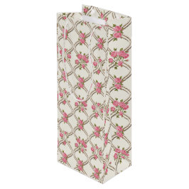 Para Vinho Elegante Sacola Rococó Revival Rosa Floral e Bege 