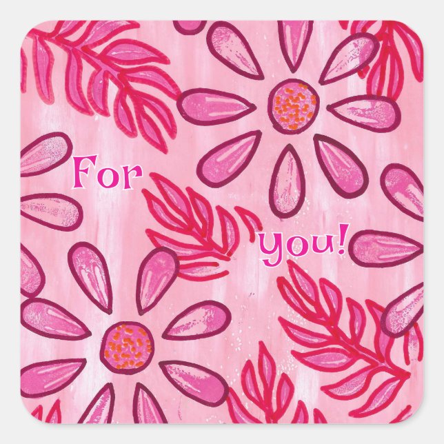 Para você, adesivos de flores cor-de-rosa, persona (Frente)
