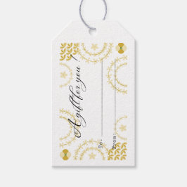 para você, etiqueta branca e dourada