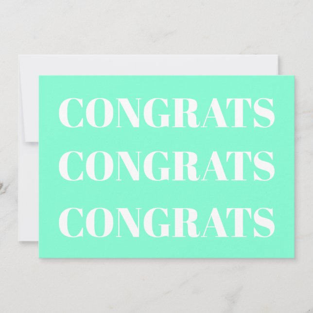 Parabéns aqua — cartão branco moderno (Frente)