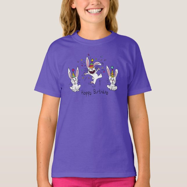 Parabéns, camiseta da garota do Bunny Kid's Birthd (Frente)