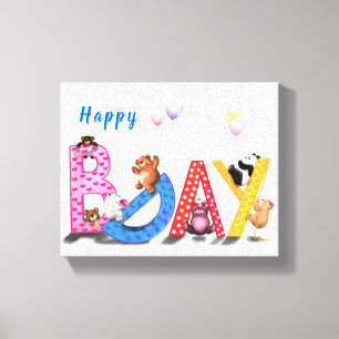 Parabéns Canvas Print Festa Bebês Ursos