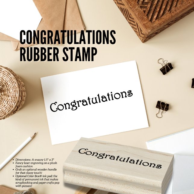 Parabéns Carimbo de borracha (Congratulations Rubber Stamp)