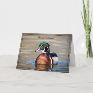 Parabéns Cartão de Aniversário Pato de Madeira