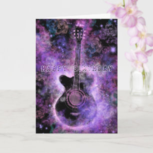 Parabéns Cartão de Aniversário Romântico Guitarra