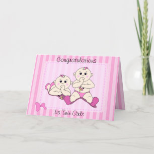 Parabéns - Cartão Personalizado De Raparigas Gêmea