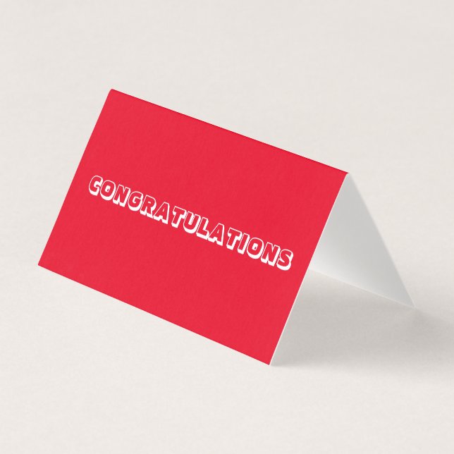 Parabéns, cartão vermelho branco dobrado (Frente)