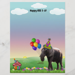 Parabéns com um Elefante e Cupcake