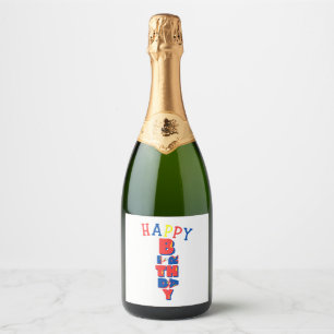 Parabéns Cor de Aniversário Remix Rótulo de Vinho 