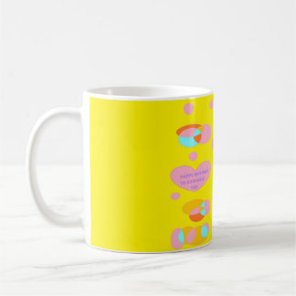 Parabéns, cor-de-rosa e amarelo, caneca