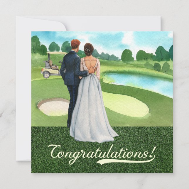 Parabéns de Casamento de Golfe com noiva e noivo (Frente)