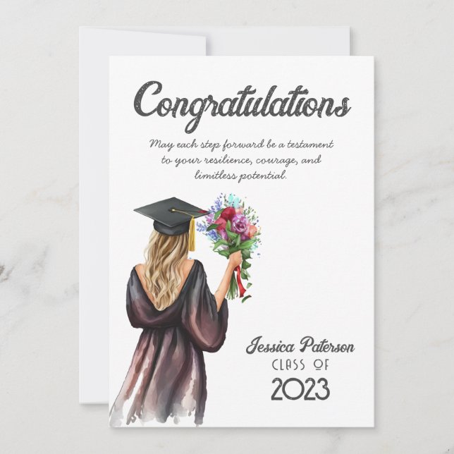 Parabéns de Garota Floral Loura-de-Aquarela (Frente)