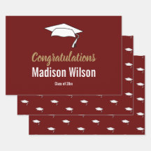 Parabéns de Graduação Vermelho e Branco Escuros