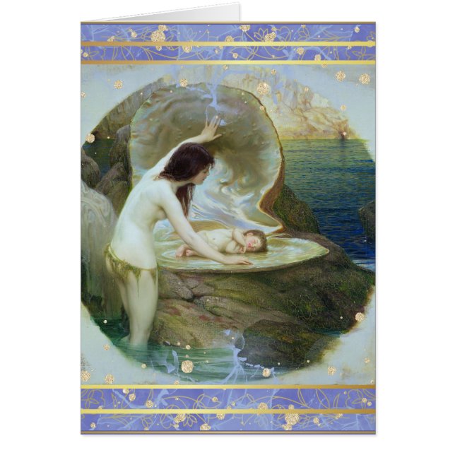 Parabéns de pérolas azuis no seu novo cartão de be (Frente)