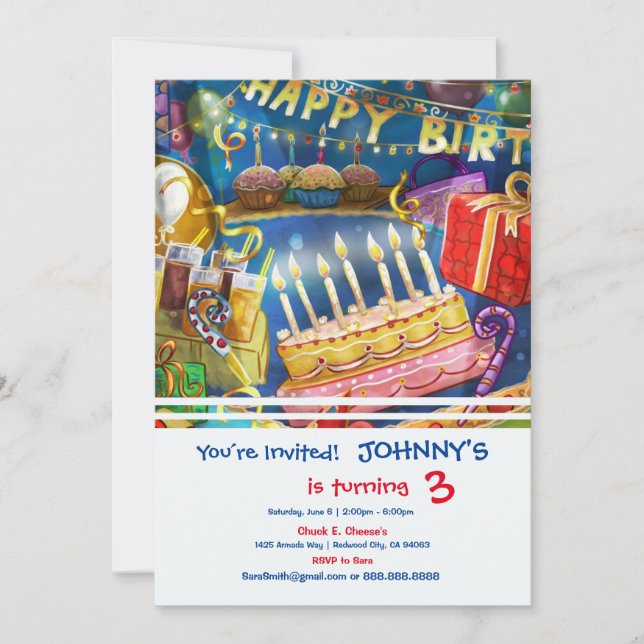 Parabéns Festa de Convite de Aniversário (Frente)