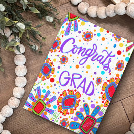 Parabéns Formando Flores Frescas Divertidas Cartão