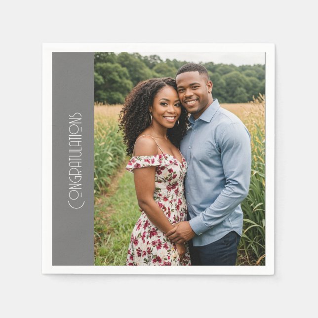 parabéns foto do chá de noivado Guardanapo (Frente)