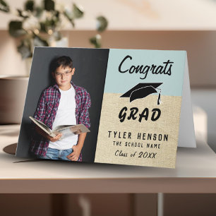 Parabéns Graduado Cartão de Graduação Azul Rústico