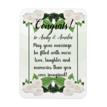 Parabéns melhor desejam o ímã de rosas brancas