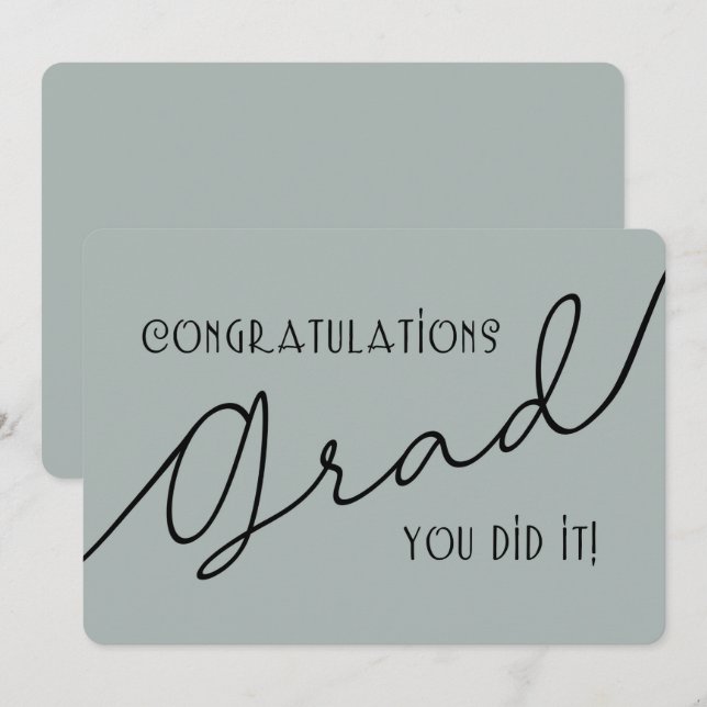 Parabéns Na moda modernos Formando Cinza e preto (Frente/Verso)